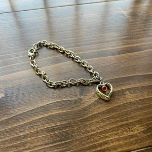 Gold Tone Heart Charm Bracelet